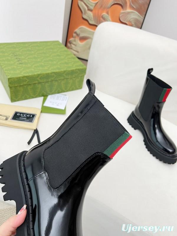 2024 Women Gucci Black Leather Boots MJ00340