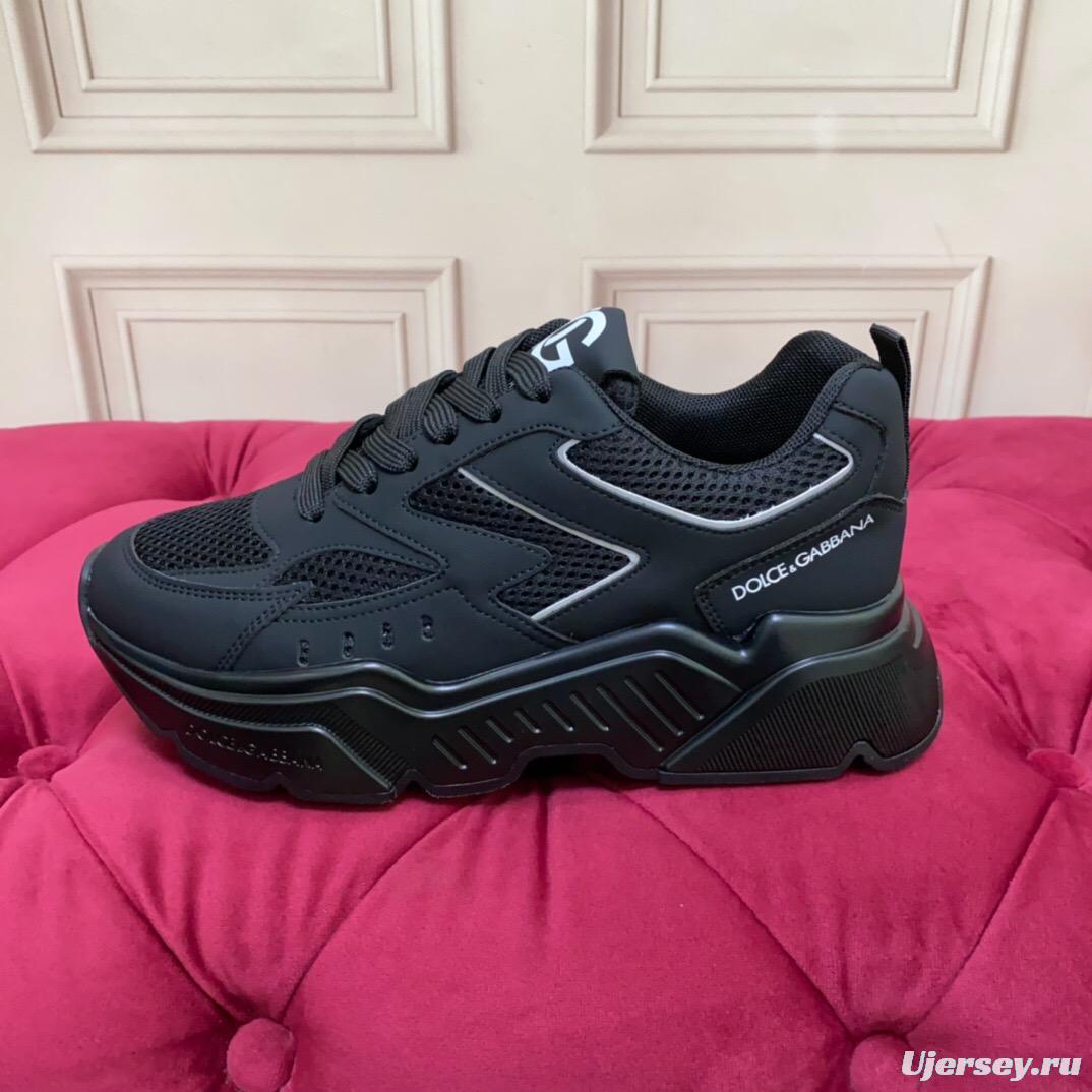 2025 Unisex Dolce Gabbana Black Mesh Leather Sneakers LY00330(F)/LY00340(M)