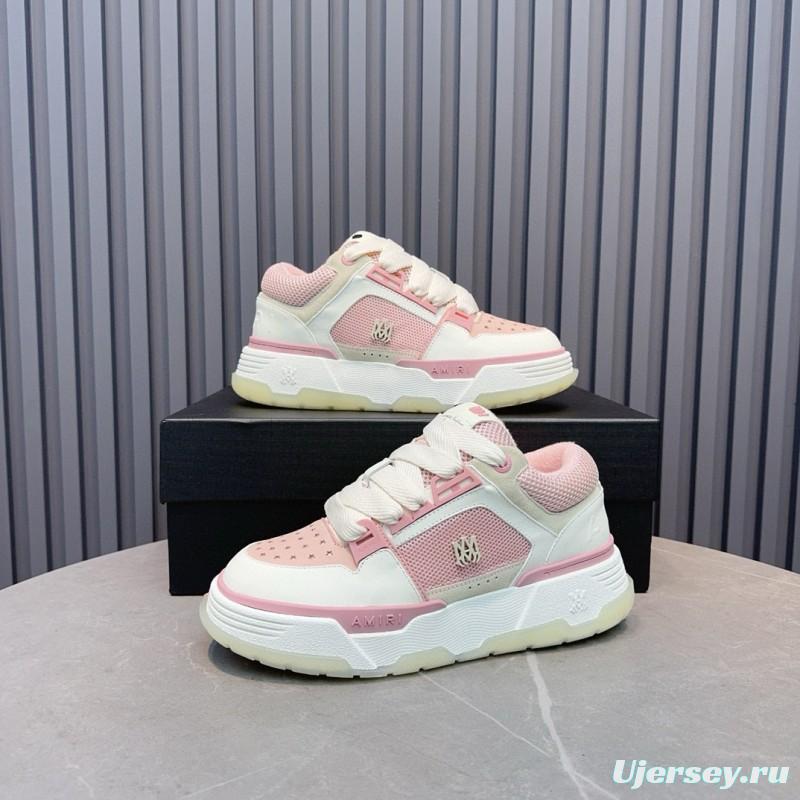 2024 Women Amiri Pink White Leather Mesh Sneakers MJ00360