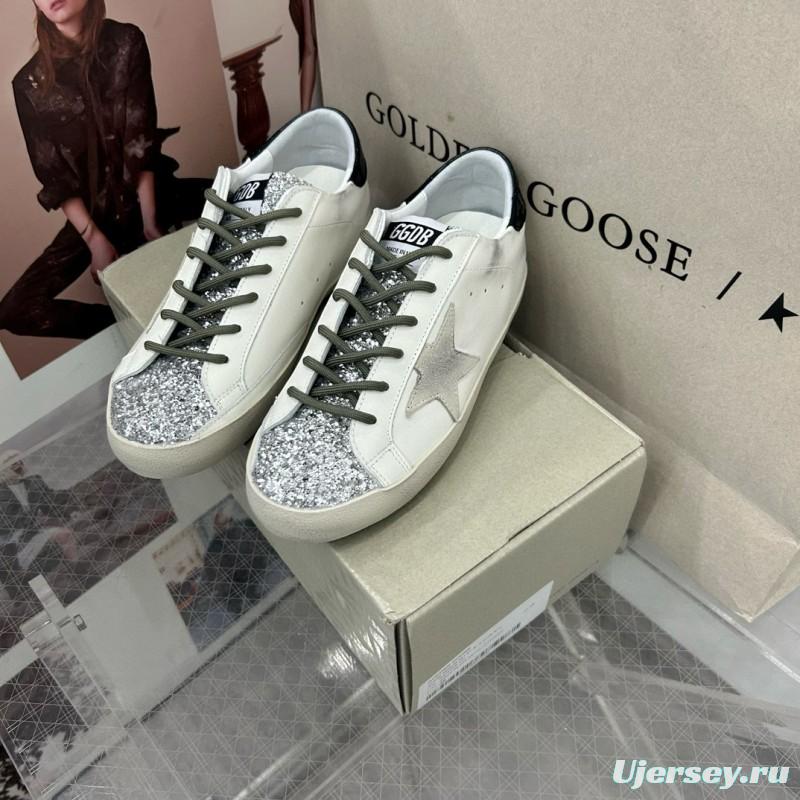 2025 Women GGDB White Silver Leather Sneakers MJ00260