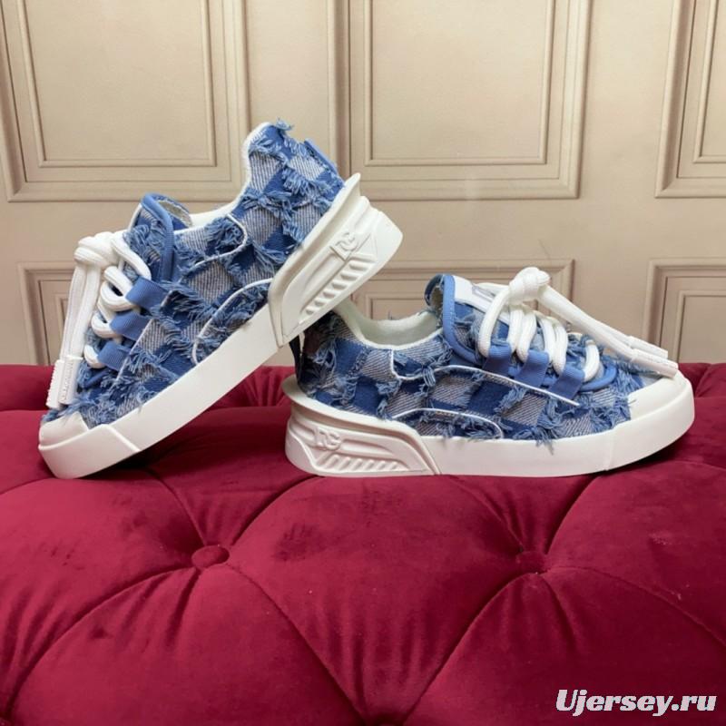 2024 Women Dolce & Gabbana Blue Denim Canvas Sneakers
