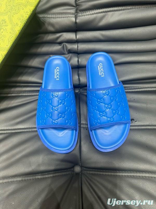 2024 Slippers Gucci Blue Leather Slippers MJ00200