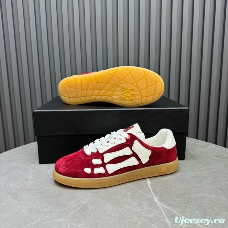 2024 Unisex Amiri Red White Suede Leather Sneakers MJ00300