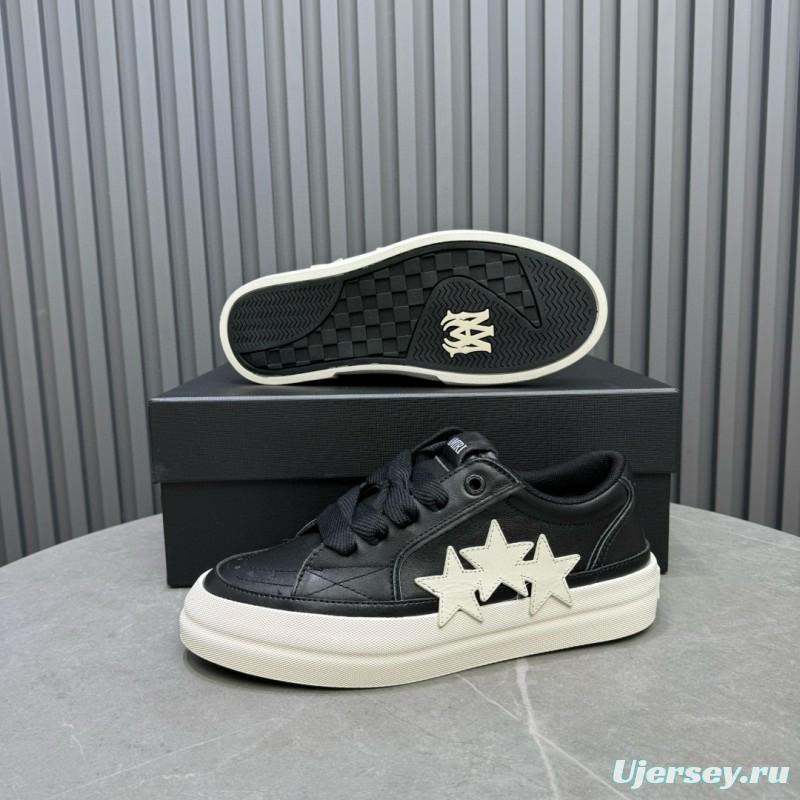 2024 Unisex Amiri Black White Leather Sneakers MJ00300