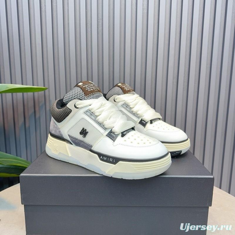 2024 Unisex Amiri White Grey Mesh Suede Sneakers MJ00360