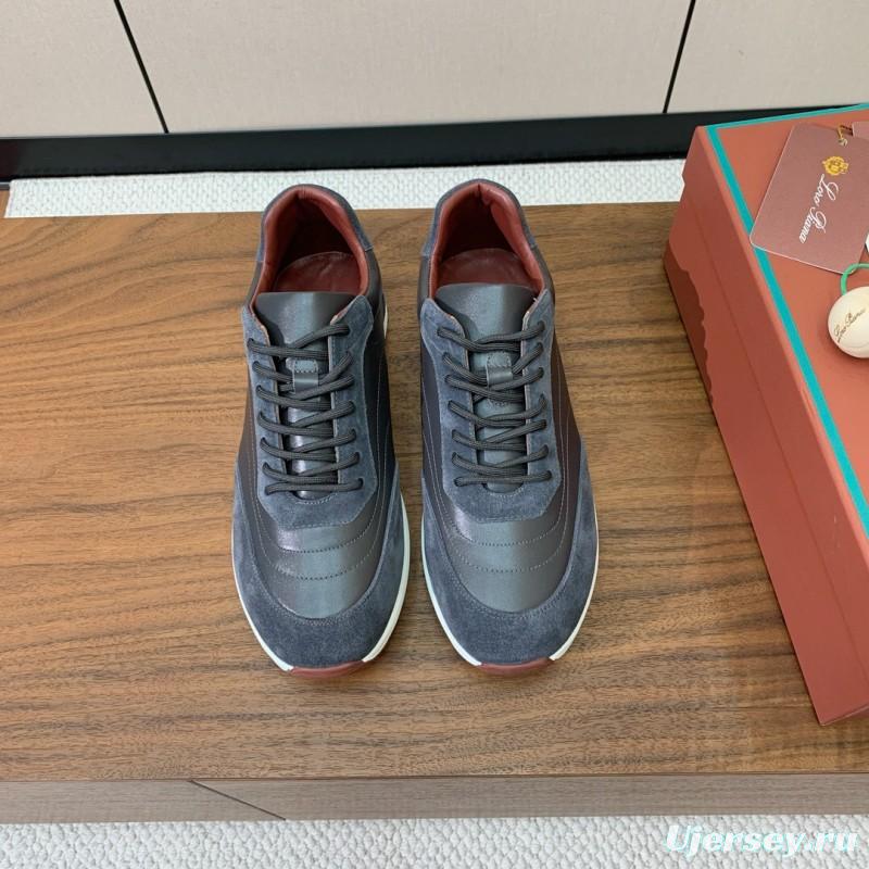 2025 Unisex Le Parmentier Grey Blue Suede Leather Sneakers LY