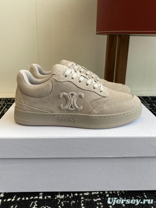 2025 Women Celine Beige Suede Sneakers KFY00310