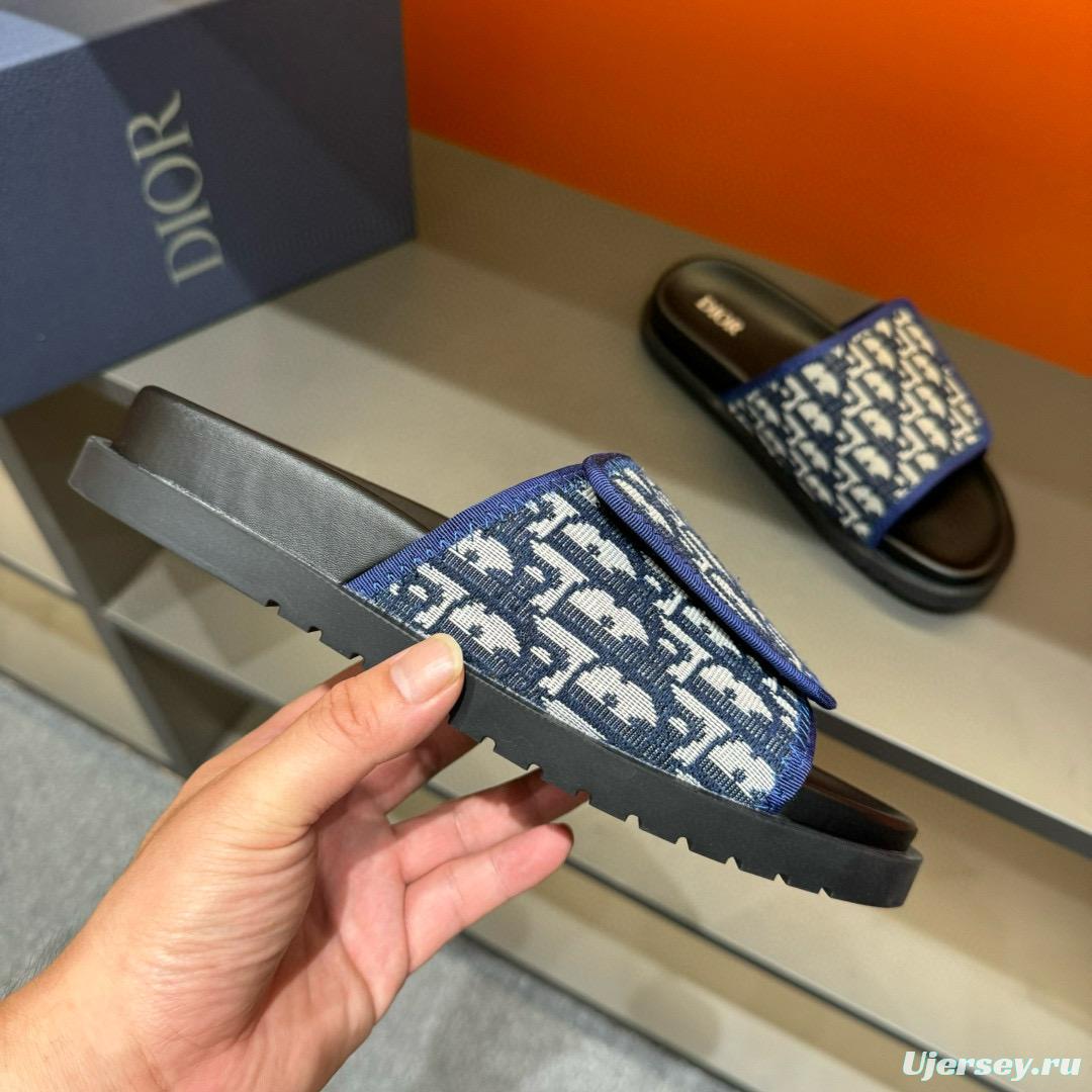 2024 Dior Blue White Fabric Slippers MJ00180