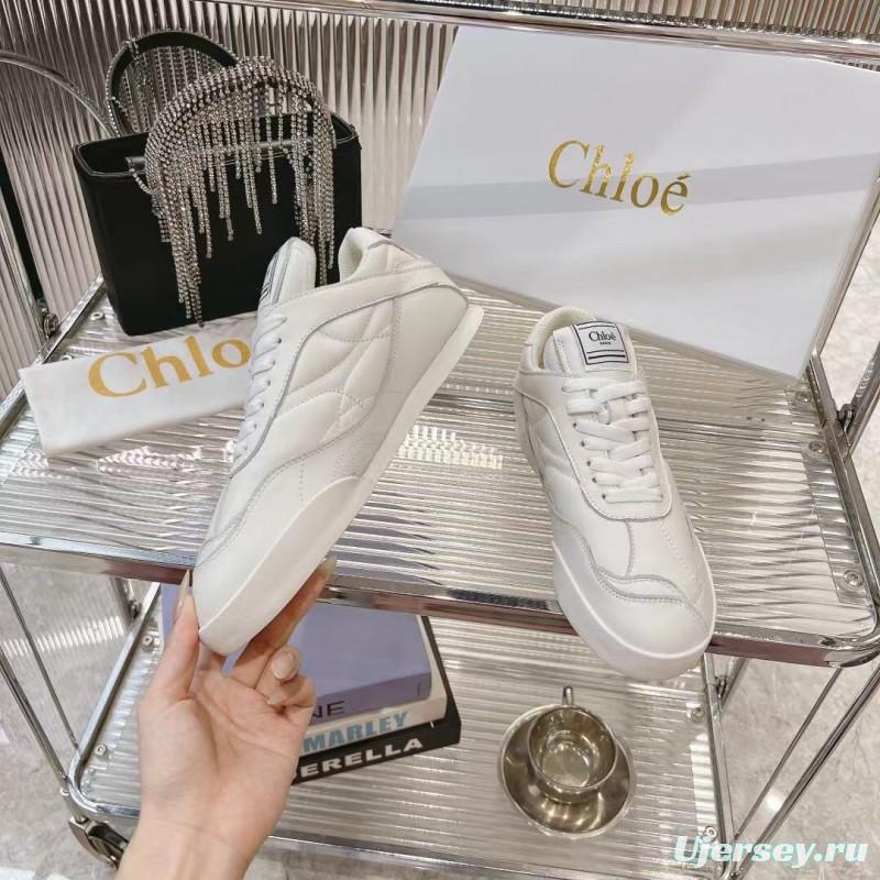 2025 Women Chloé White Leather Sneakers LY00300