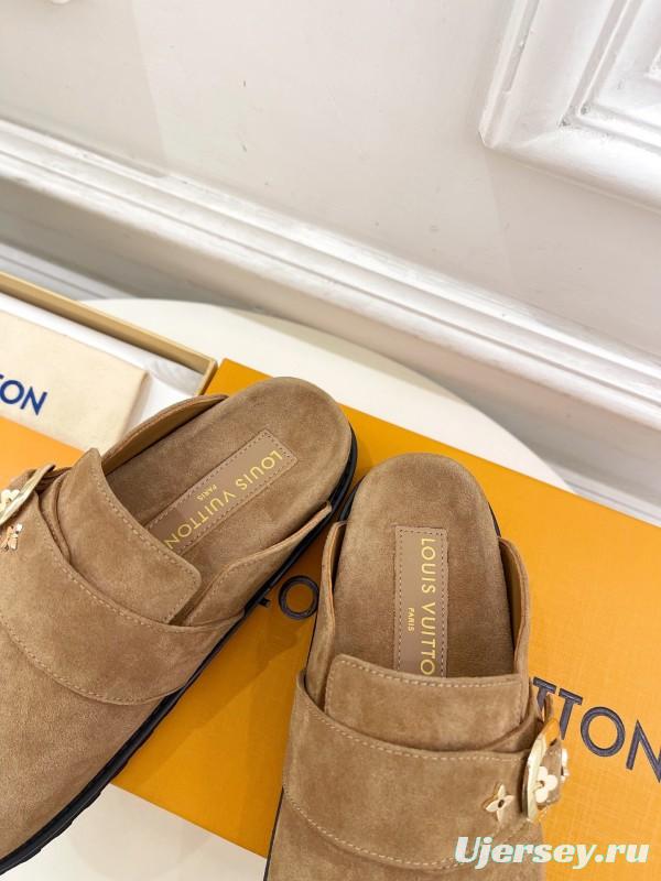 2025 Slippers LV Brown Suede Slippers