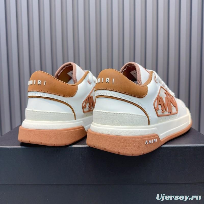 2025 Unisex Amiri White Brown Leather Sneakers MJ00360