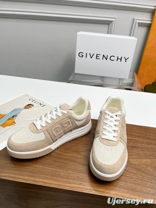2024 Unisex Givenchy Beige Silk Calfskin Patent Leather Sneakers MJ00380