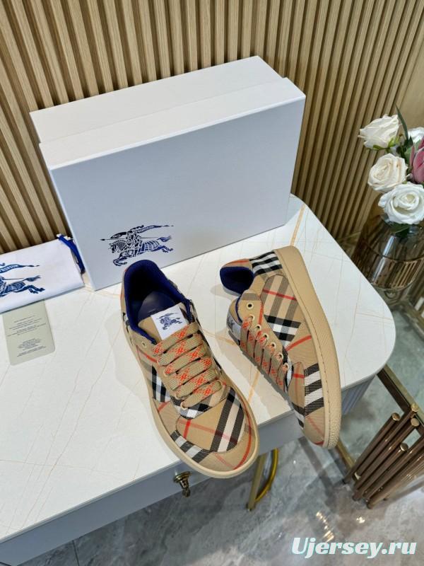 2024 Unisex Burberry Beige Black Red Cotton TPU Sneakers MJ00320
