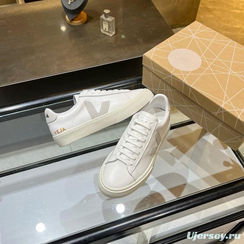 2025 Unisex VEJA White Grey Leather Canvas Sneakers MJ00240