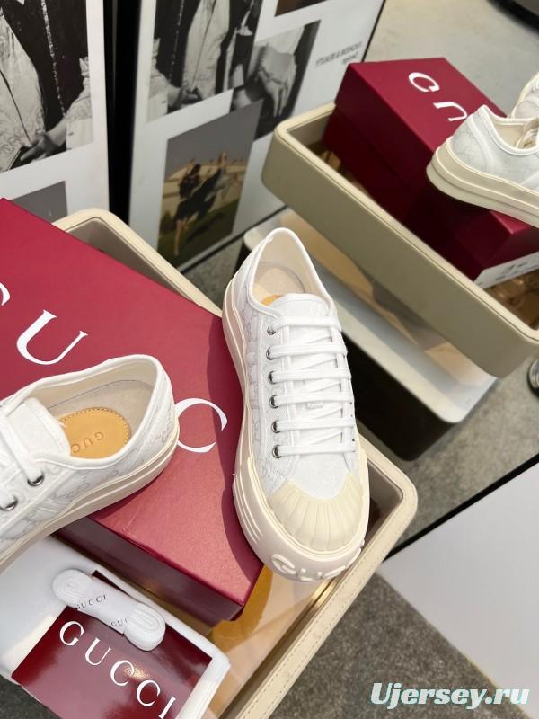 2025 Women Gucci White Canvas Sneakers