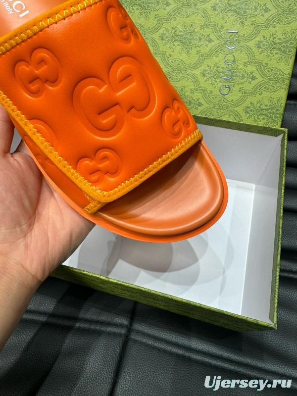 2024 GUCCI orange leather slippers MJ00200