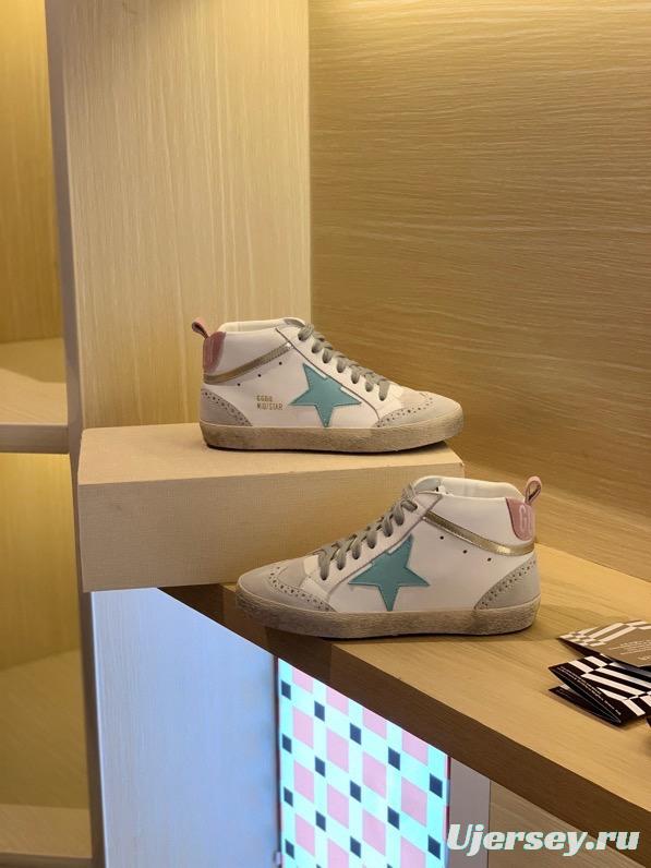 2024 Unisex GGDB White Blue Suede Leather High Top Sneakers MJ00300