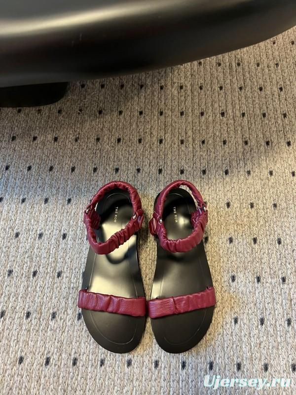 2025 Women The Row Burgundy Leather Sandals