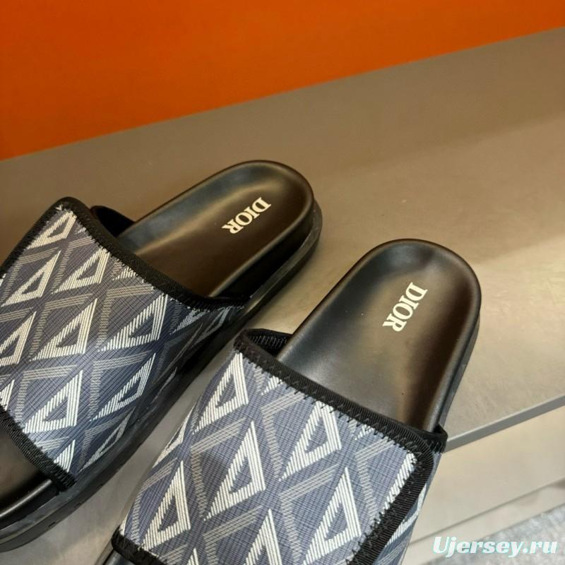 2024 Dior Black Gray Canvas Slippers MJ00180