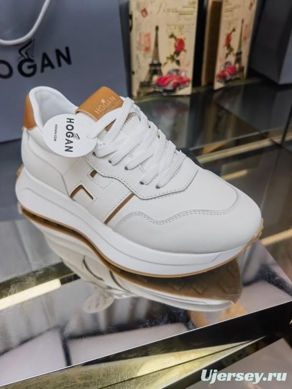 2025 Women HOGAN White Beige Leather Sneakers LY00360(F)