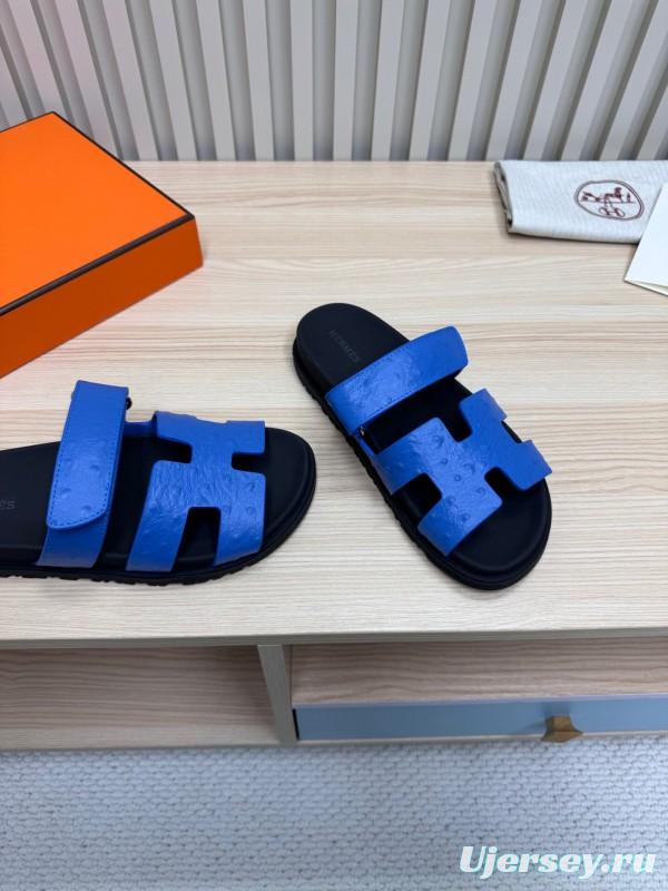 2025 Slippers Hermès Blue Leather Slippers