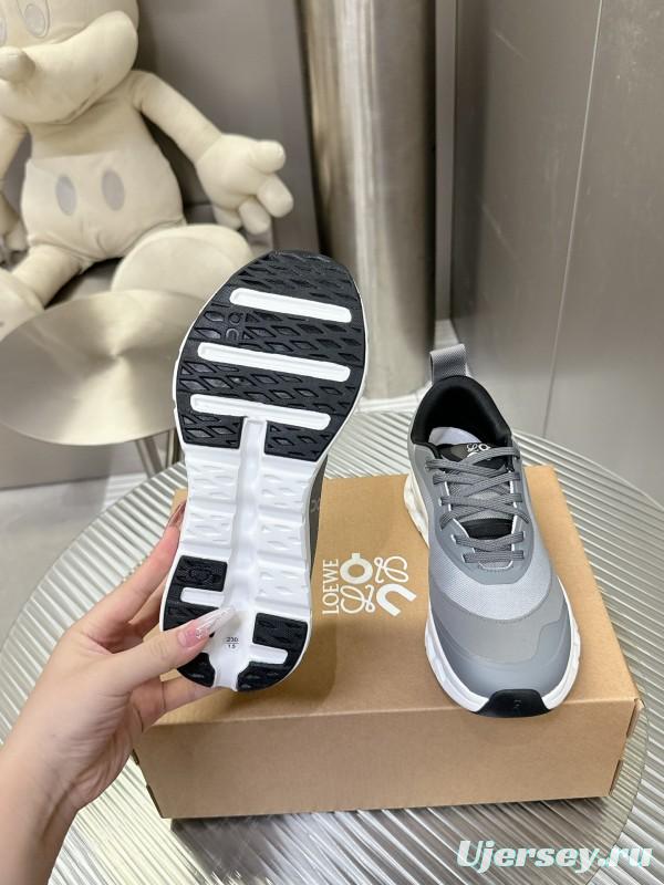 2025 Women Loewe Grey Mesh Leather Sneakers CloudTec Phase