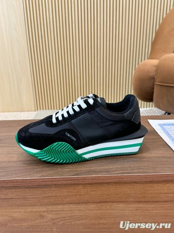 2025 Unisex TOM FORD Black White Green Leather Suede Sneakers LY00360(F)/LY00370(M)
