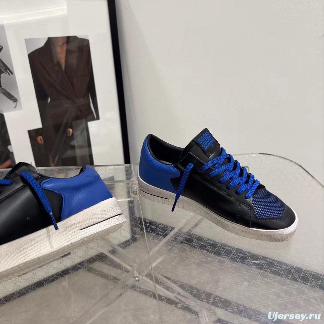 2024 Unisex GGDB Black Blue Leather Mesh Low Top Sneakers MJ00260