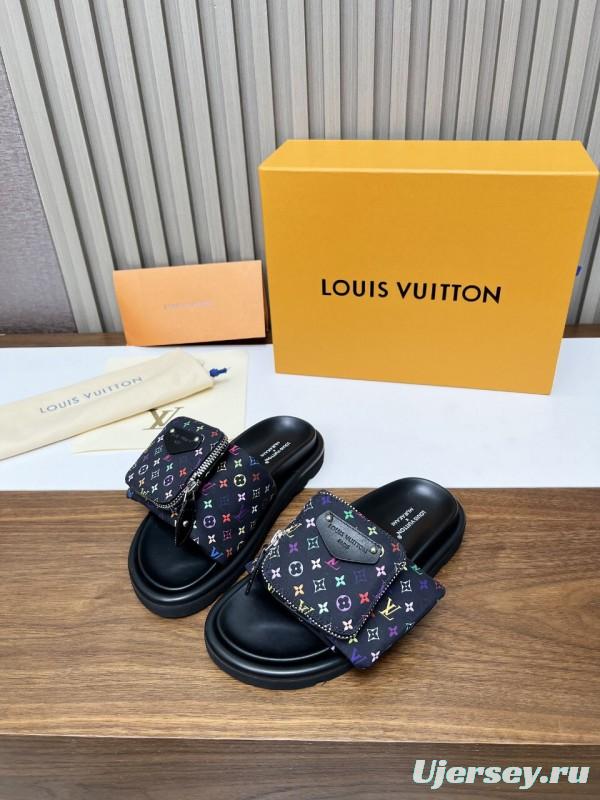 2025 Slippers Louis Vuitton Multicolor Canvas Slippers KFY00230