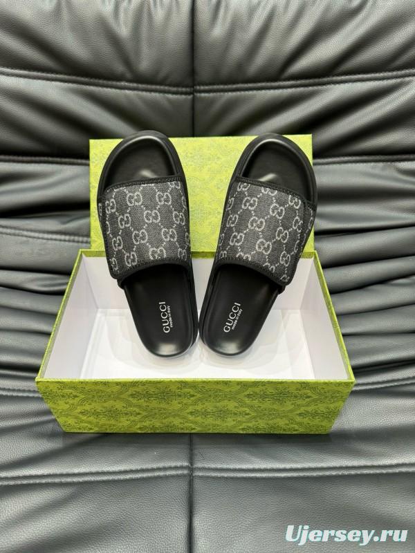 2024 Slippers Gucci Black Fabric Slippers MJ00200