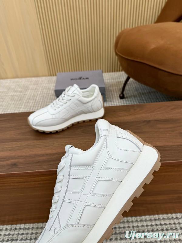 2025 Unisex HOGAN White Leather Suede Sneakers H671