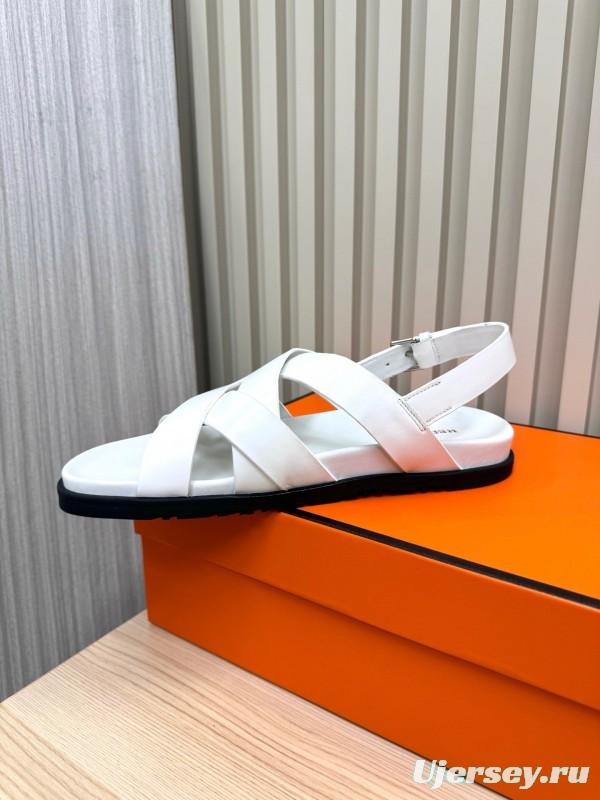 2025 Slippers Hermès White Leather Sandals LY00270