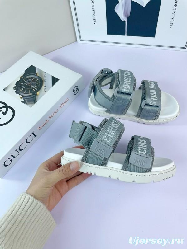 2025 Kids Dior Grey Black Fabric Sandals