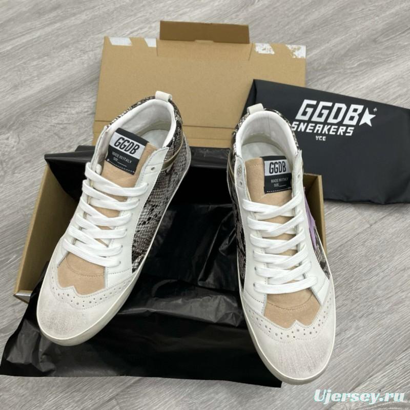 2024 Unisex GGDB White Purple Snake Leather High Top Sneakers MJ00300