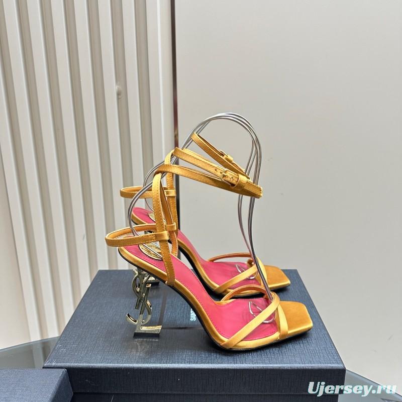 2025 Women Yves Saint Laurent Yellow Leather Sandals