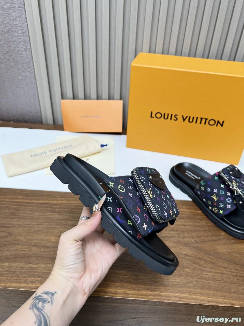 2025 Slippers Louis Vuitton Multicolor Canvas Slippers KFY00230