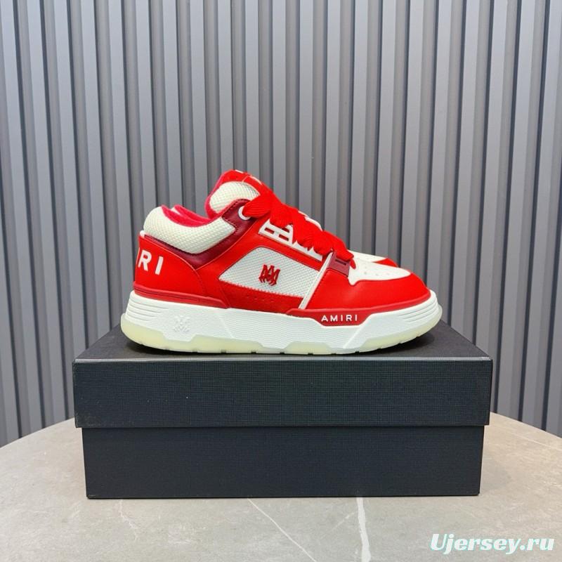 2024 Unisex Amiri埃米尔 Red White Leather Mesh Sneakers MJ00360