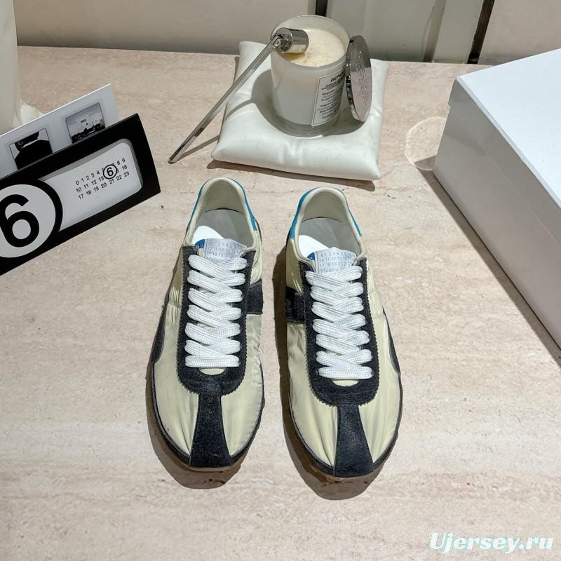 2025 Unisex Maison Margiela White Black Nylon Suede Sneakers Vintage Effect