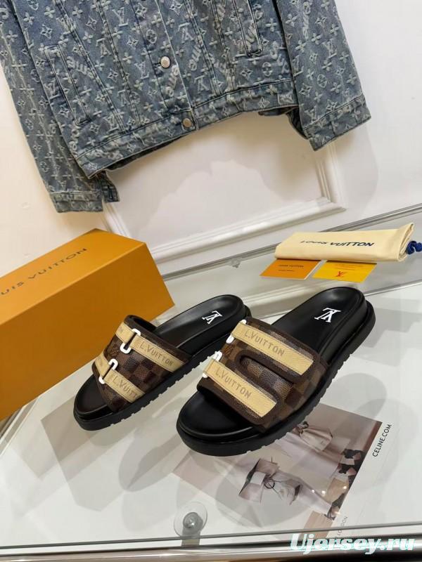 2025 Slippers Louis Vuitton Brown Canvas Slippers LY