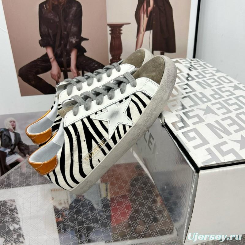 2025 Women GGDB White Black Zebra Leather Suede Sneakers