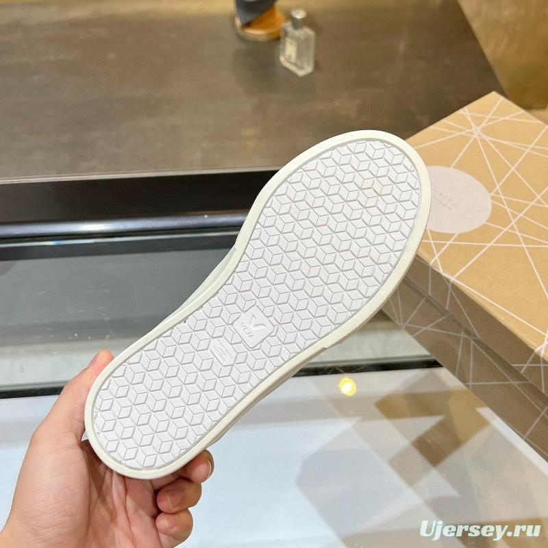 2025 Unisex VEJA White Grey Leather Canvas Rubber Sole Sneakers