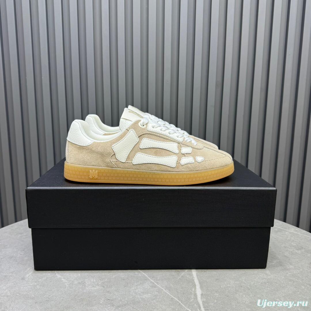 2025 Unisex Amiri Bone White Beige Leather Suede Sneakers LY00280