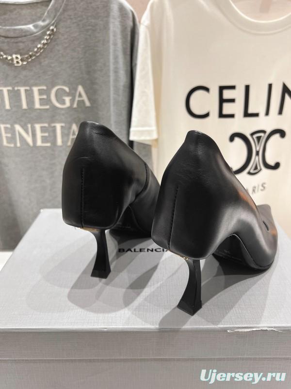 2025 Women Balenciaga Black Leather High Heels