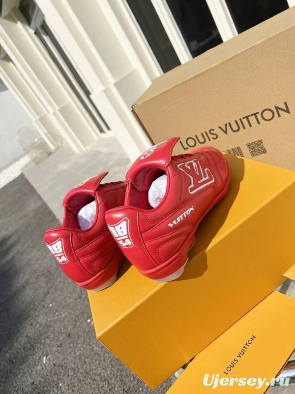 2025 Unisex Louis Vuitton Red Leather Sneakers MJ00380