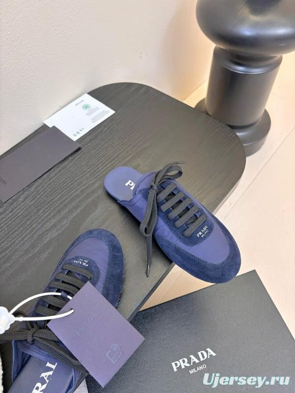 2025 Women Prada Blue Suede Fabric Casual Shoes