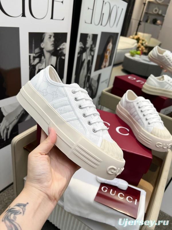 2025 Women Gucci White Canvas Sneakers LY00360