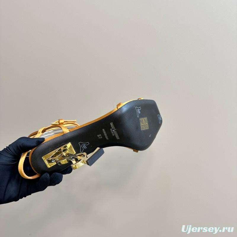 2025 Women Yves Saint Laurent Yellow Pink Leather High Heel Sandals MJ00290