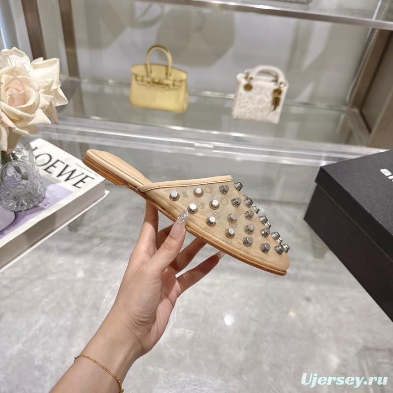 2025 Slippers Alexander Wang Beige Leather Studded LY00310