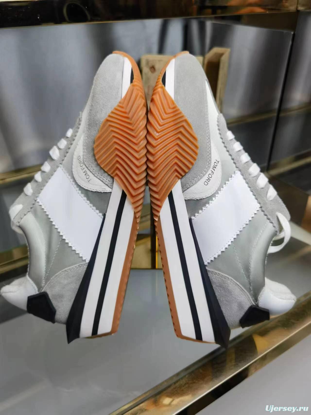 2025 Unisex TOM FORD White Grey Suede Leather Sneakers LY00360(F)/LY00370(M)