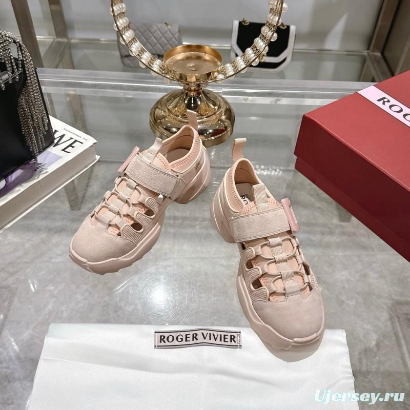 2025 Women RV Pink Knit Suede Sneakers LY00400